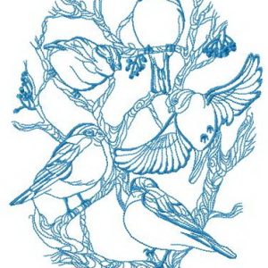 Flock of birds on rowan embroidery design