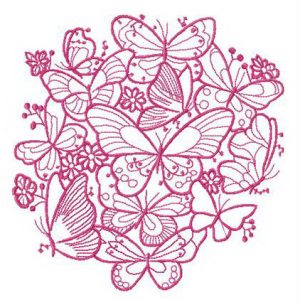 Flock of butterflies embroidery design