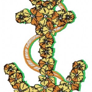 Floral anchor embroidery design