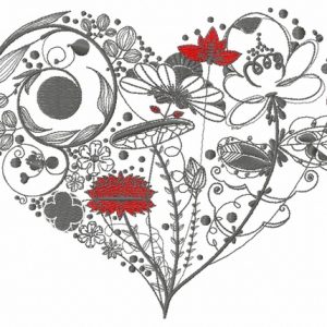 Floral heart 3 embroidery design