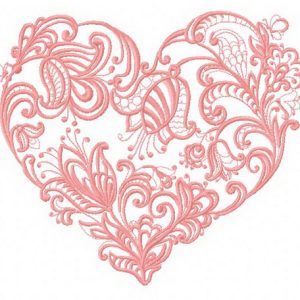 Floral heart embroidery design