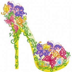 Floral high heel shoe 3 embroidery design