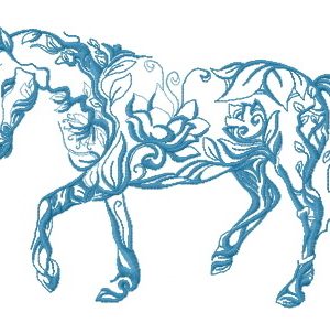 Floral horse 2 embroidery design