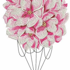 Floral hot air balloon embroidery design