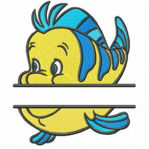 Flounder monogram embroidery design