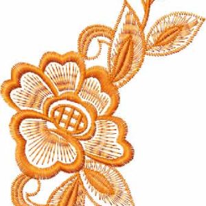 Flower with leaves embroidery design