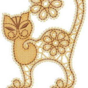 Flower cat embroidery design