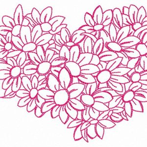 Flower heart embroidery design