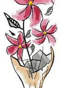 Flower in light bulb embroidery design