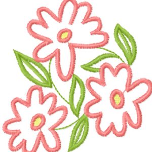Pink flowers embroidery design