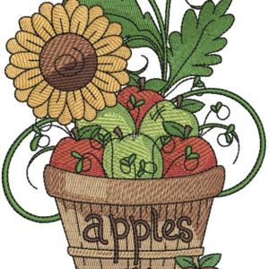 Flower pot with sunflower embroidery design