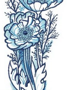 Flowering poppies embroidery design