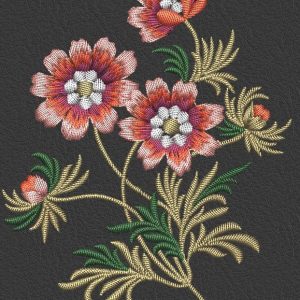 Flowers black background embroidery design