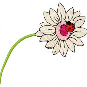 Flower with ladybug embroidery design