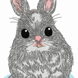 Fluffy bunny embroidery design