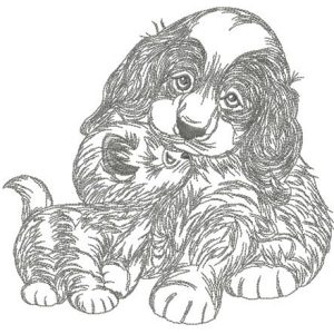 Fluffy pair embroidery design