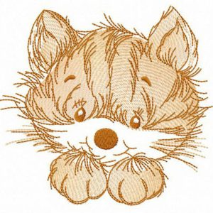 Fluffy kitten embroidery design