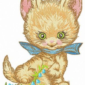 Fluffy little kitten embroidery design