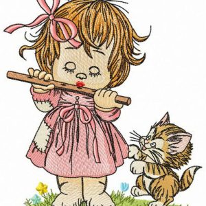 Flute concert embroidery design