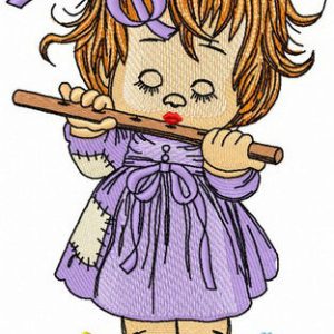 Flute entrancing sounds embroidery design
