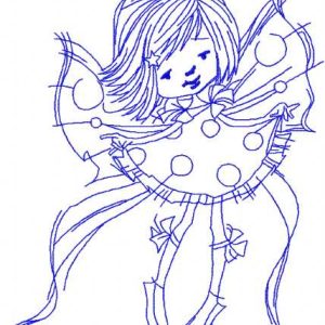 Flying fairy redwork 3 embroidery design
