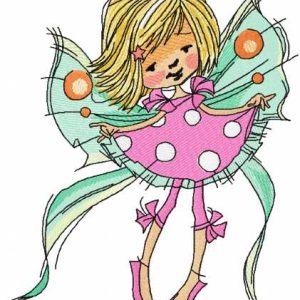Flying cute fairy 3 embroidery design