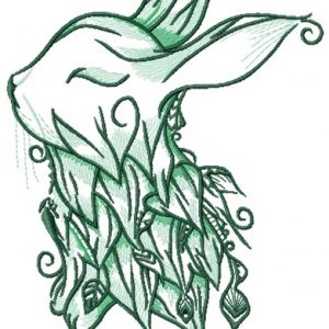 Foliar bunny embroidery design