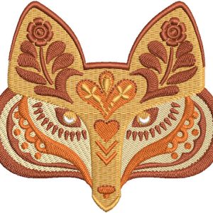 Folklore fox muzzle embroidery design