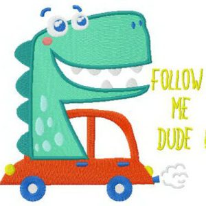 Follow me, dude embroidery design