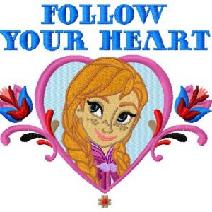 Follow your heart embroidery design