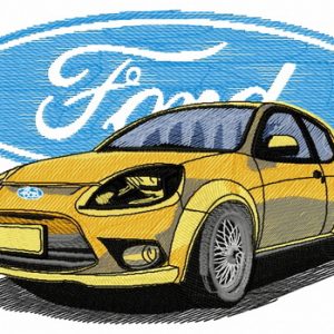 Ford car embroidery design