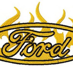 Ford flame logo embroidery design