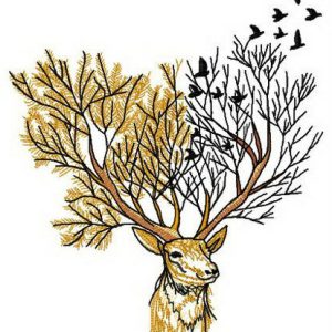 Forest deer embroidery design