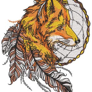 Fox and dreamcatcher 4 embroidery design