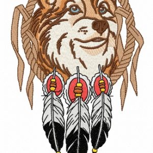 Fox and dreamcatcher embroidery design