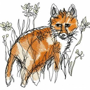 Fox hunting embroidery design