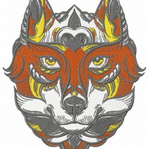 Fox in the mask embroidery design