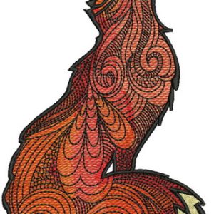 Fox looks at the sky embroidery design