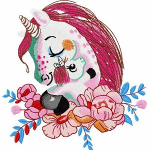 Freckled unicorn with toy embroidery design