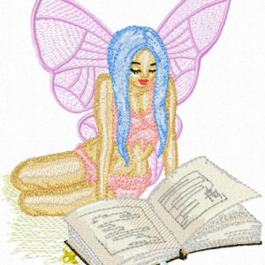 Fairy Reading Book embroidery design