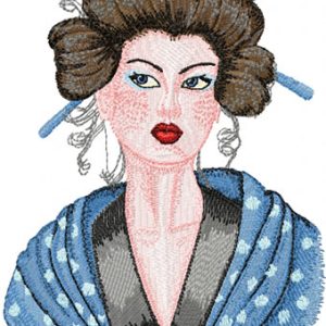 Geisha with Hairpin embroidery design