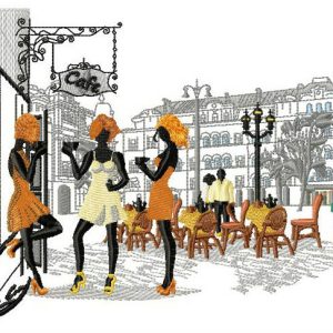 French cafe embroidery design