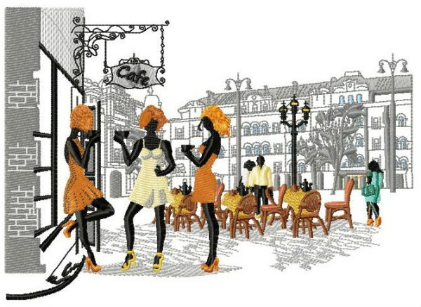 French cafe embroidery design