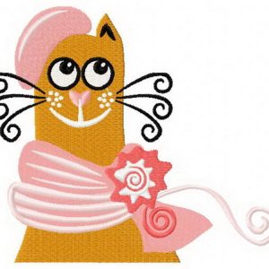 French cat 2 embroidery design