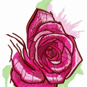 Fresh pink rose embroidery design