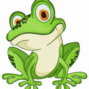 Friendly frog embroidery design