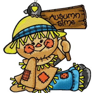 Friendly scarecrow embroidery design