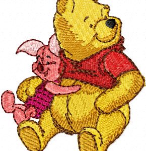 Winnie Pooh and Piglet embroidery design