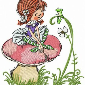 Friendship with frog embroidery design
