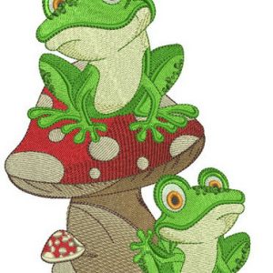 Frog friends embroidery design